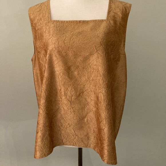 Caroline Rose Crushed Silk Twinset in Gold - Picture 3 of 12